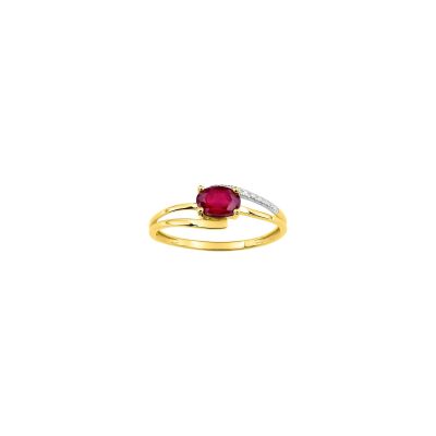 Bague en or jaune, or blanc et rubis