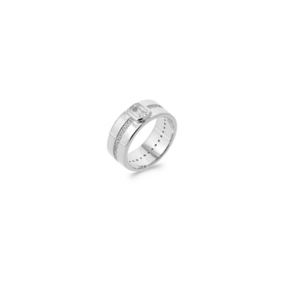 Bague en argent rhodié et oxyde de zirconium