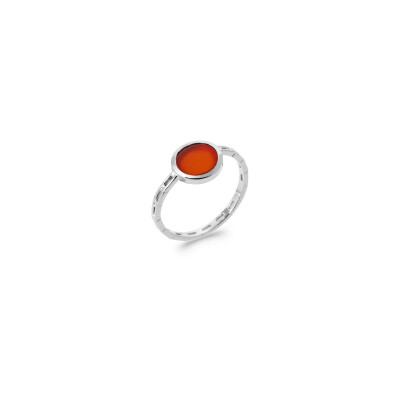 Bague en argent rhodié et agate