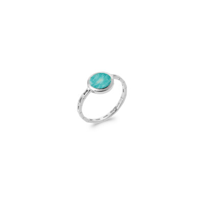 Bague en argent rhodié et amazonite