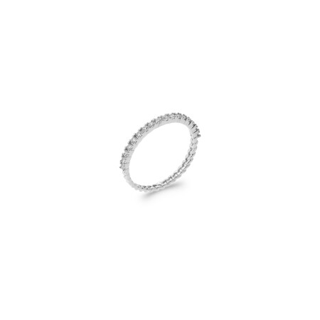 Bague en argent rhodié et oxyde de zirconium