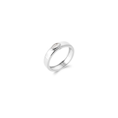 Bague en argent rhodié et oxyde de zirconium