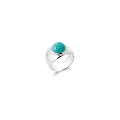 Bague en argent rhodié et amazonite