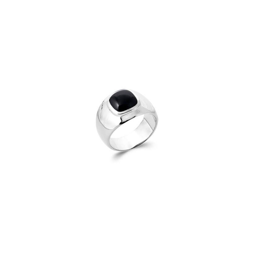 Bague en argent rhodié et onyx