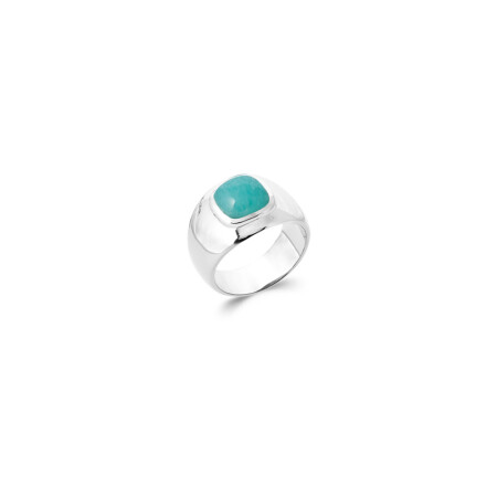 Bague en argent rhodié et amazonite