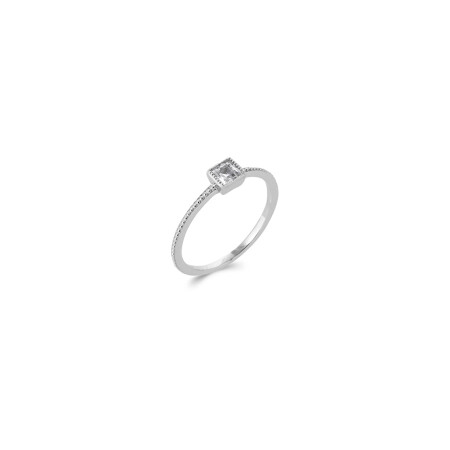 Bague en argent rhodié et oxyde de zirconium