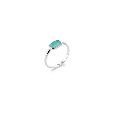 Bague en argent rhodié et amazonite