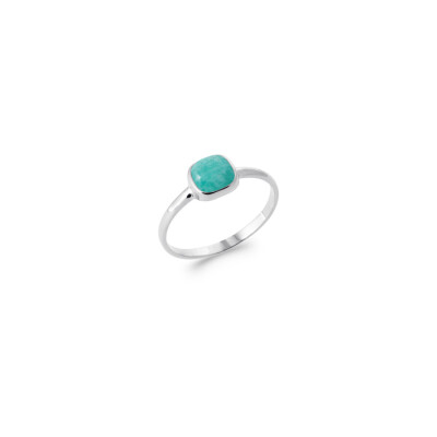 Bague en argent rhodié et amazonite
