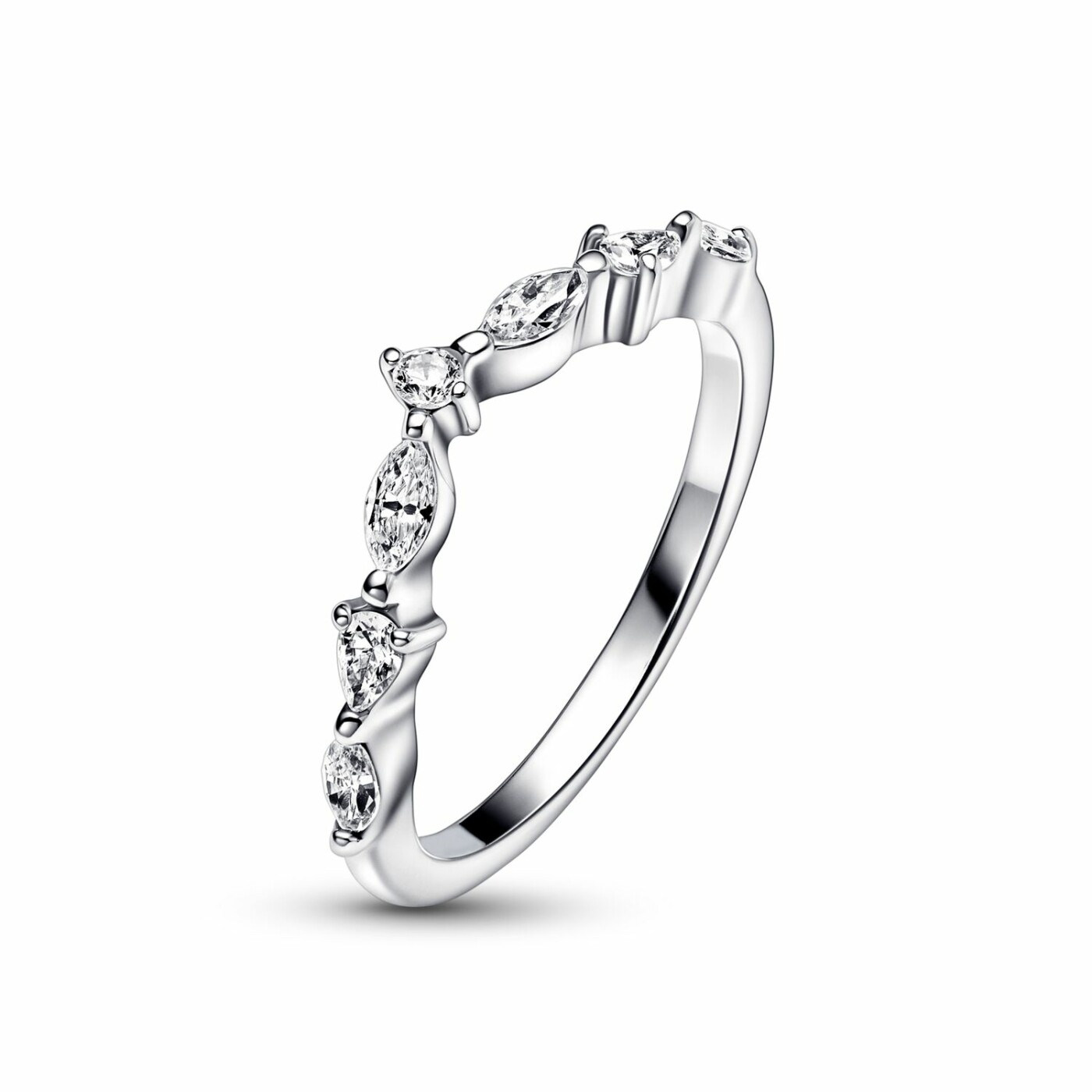 Bague Pandora Timeless Vœu Alternance Scintillante en argent, taille 54