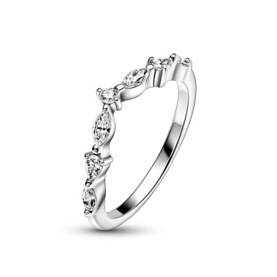 Bague Pandora Timeless Vœu Alternance Scintillante en argent, taille 52