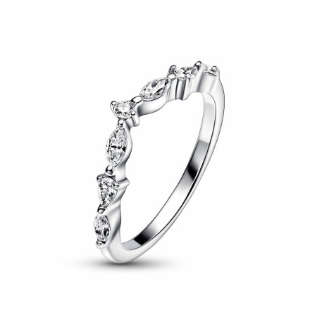 Bague Pandora Timeless Vœu Alternance Scintillante en argent, taille 56