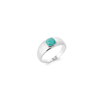 Bague en argent rhodié et amazonite