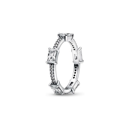 Bague Pandora Timeless Rectangles Pavés Scintillants en argent, taille 56