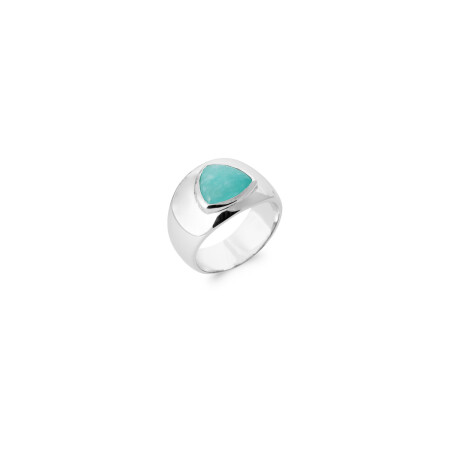 Bague en argent rhodié et amazonite