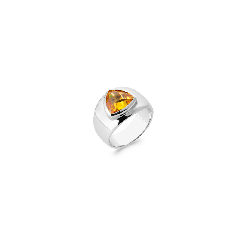 Bague en argent rhodié et oxyde de zirconium