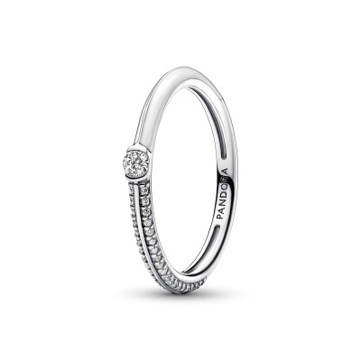 Bague Pandora Me Double Pavé & Blanche en argent, taille 50