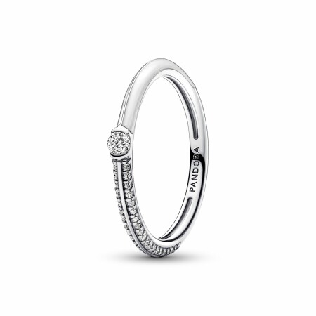 Bague Pandora Me Double Pavé & Blanche en argent, taille 54