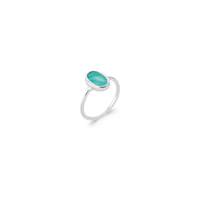 Bague en argent rhodié et amazonite