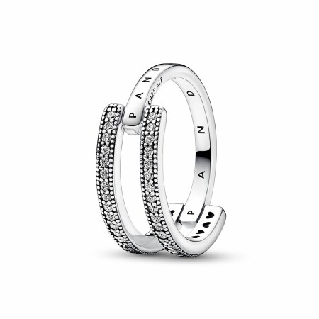 Bague Pandora Signature Double et Pavé en argent, taille 54