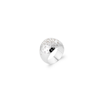 Bague en argent rhodié et oxyde de zirconium