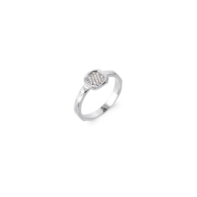 Bague en argent rhodié et oxyde de zirconium