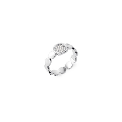 Bague en argent rhodié et oxyde de zirconium