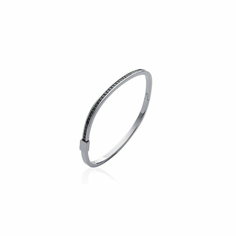 Bracelet jonc en acier et oxydes de zirconium