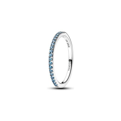 Bague Pandora Timeless Demi-Éternité Aigue-Marine Scintillant en argent et cristaux de synthèse, taille 52
