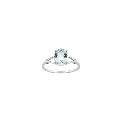 Bague en or blanc et aigue-marine