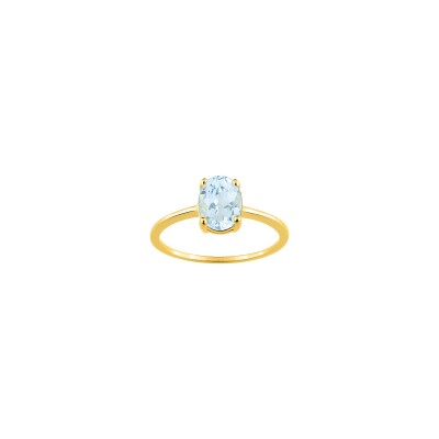 Bague en or jaune, aigue-marine