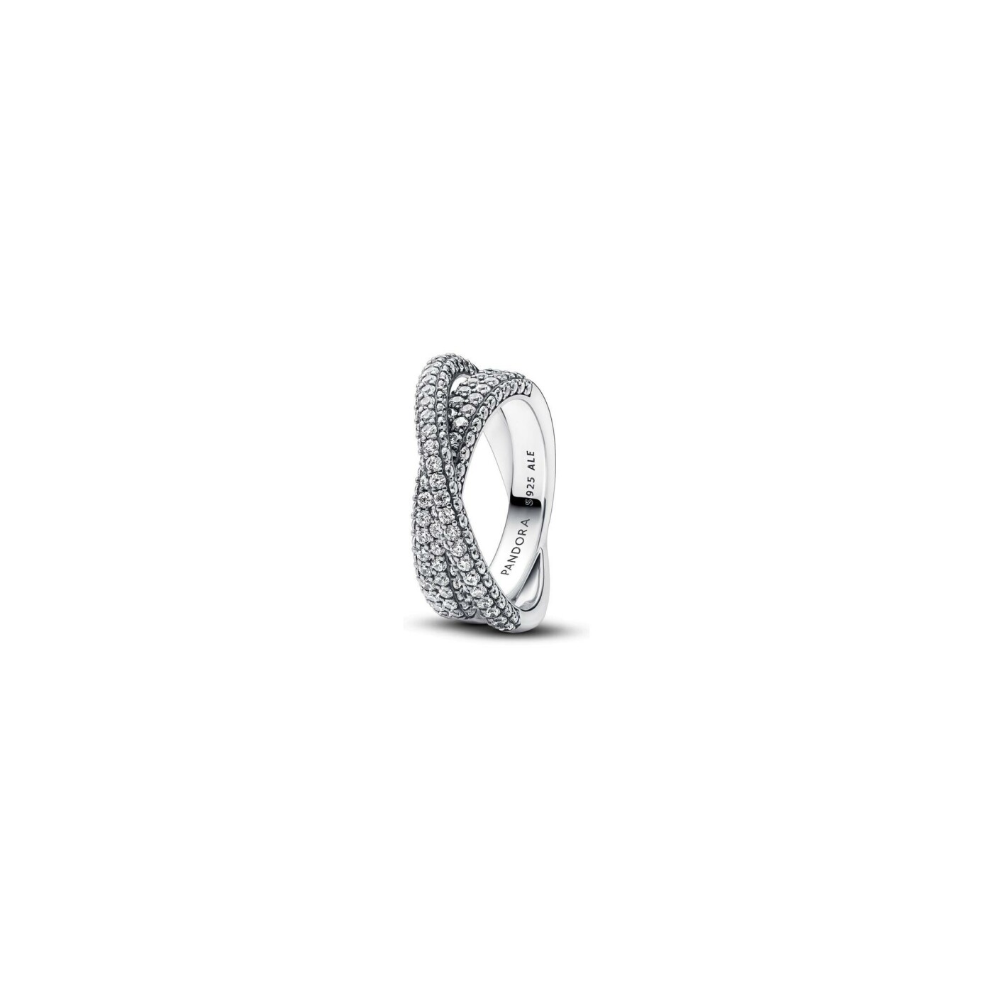 Bague Pandora Double Pavé Croisé Timeless en argent et oxyde de zirconium, taille 52