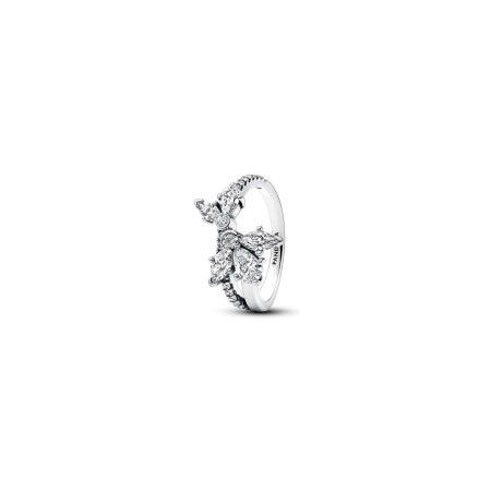 Bague Pandora Herbier Asymétrique Scintillant en argent et oxyde de zirconium, taille 52