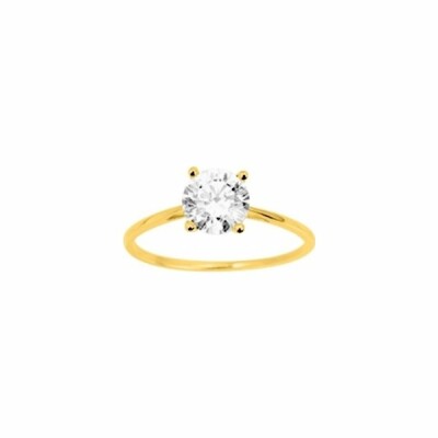 Solitaire en or jaune et oxyde de zirconium