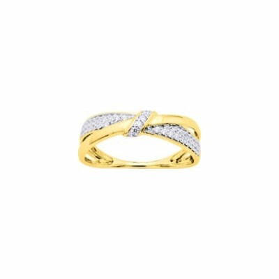 Bague en or jaune, rhodium et oxydes de zirconium