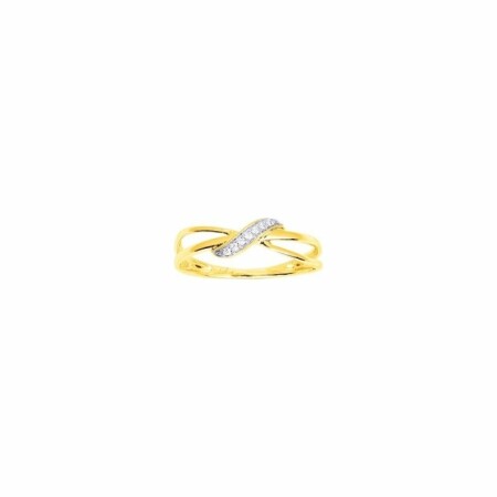 Bague en or jaune, rhodium et oxydes de zirconium