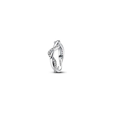 Bague Pandora Vagues Entrelacées Scintillantes en argent et oxyde de zirconium, taille 48