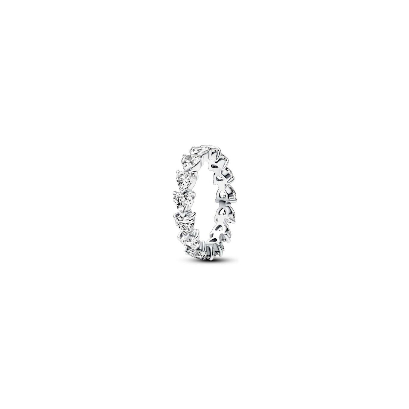 Bague Pandora Eternité Rangée De Coeurs en argent et oxyde de zirconium, taille 56