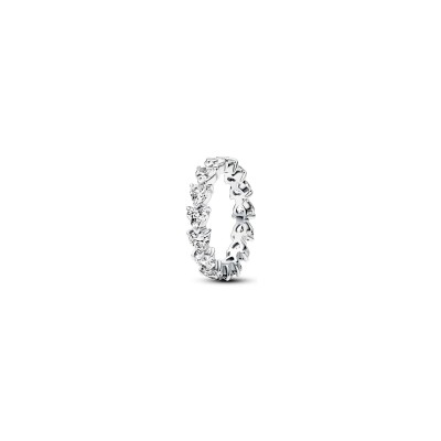 Bague Pandora Eternité Rangée De Coeurs en argent et oxyde de zirconium, taille 50