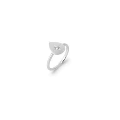 Bague en argent rhodié et oxyde de zirconium