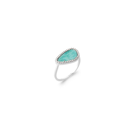 Bague en argent rhodié et amazonite