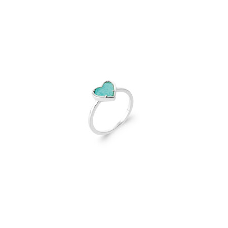 Bague en argent rhodié et amazonite