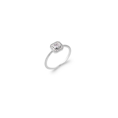 Bague en argent rhodié et oxyde de zirconium