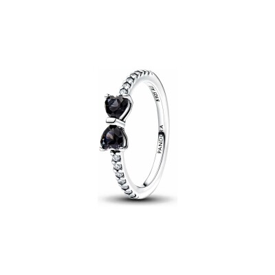 Bague Pandora Nœud Noir Scintillant en argent et oxydes de zirconium, taille 48