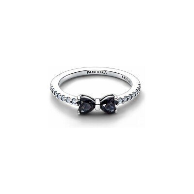 Bague Pandora Nœud Noir Scintillant en argent et oxydes de zirconium, taille 52