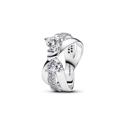 Bague Pandora Timeless Croisée Nœud Scintillant en argent et oxydes de zirconium, taille 56