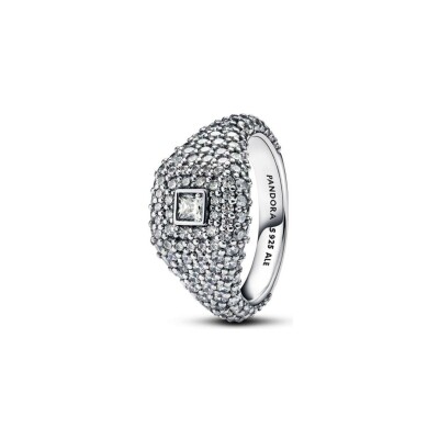 Bague Pandora Timeless Cocktail Carrée Pavée en argent et oxydes de zirconium, taille 50