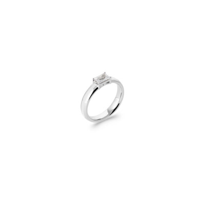 Bague en argent rhodié, laque et oxyde de zirconium