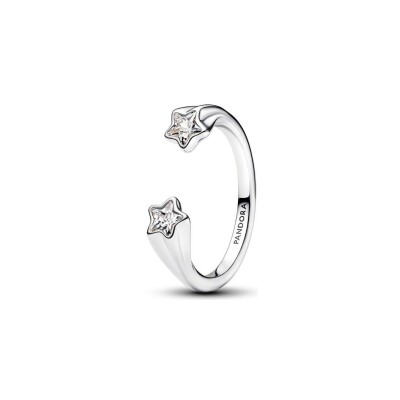 Bague Pandora Moments Ouverte Etoiles Filantes en argent et oxydes de zirconium, taille 56