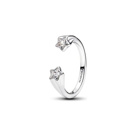 Bague Pandora Moments Ouverte Etoiles Filantes en argent et oxydes de zirconium, taille 54