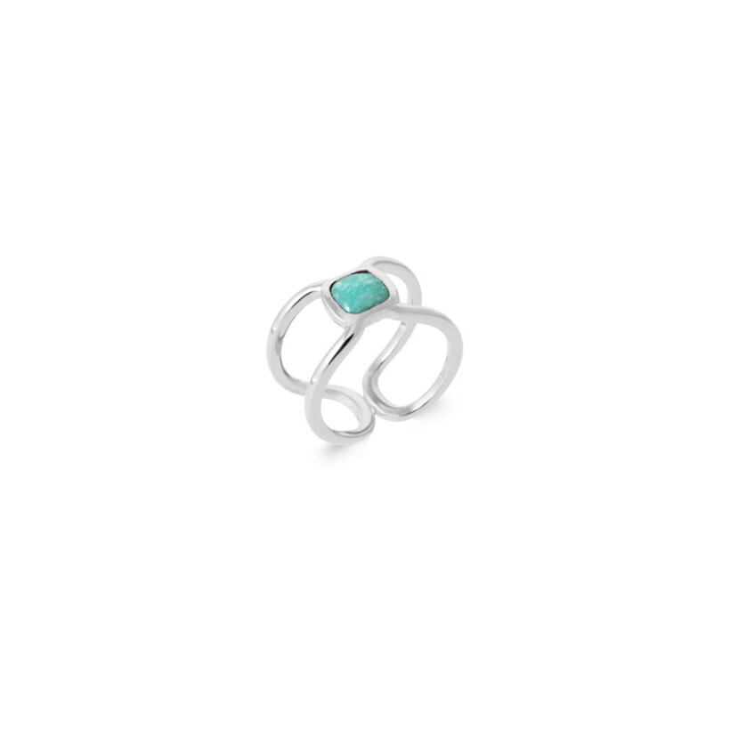 Bague en argent rhodié et amazonite